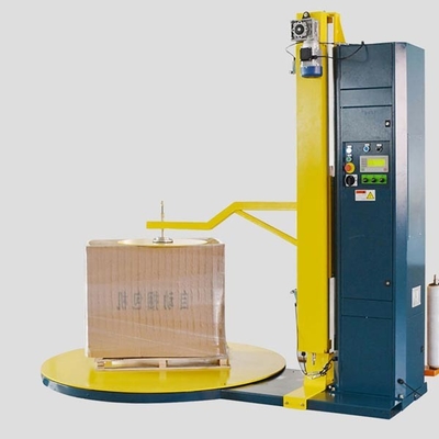 Grey and Blue Automatic Pallet Shrink Wrap Machine With PLC System