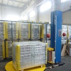 Grey and Blue Automatic Pallet Shrink Wrap Machine With PLC System